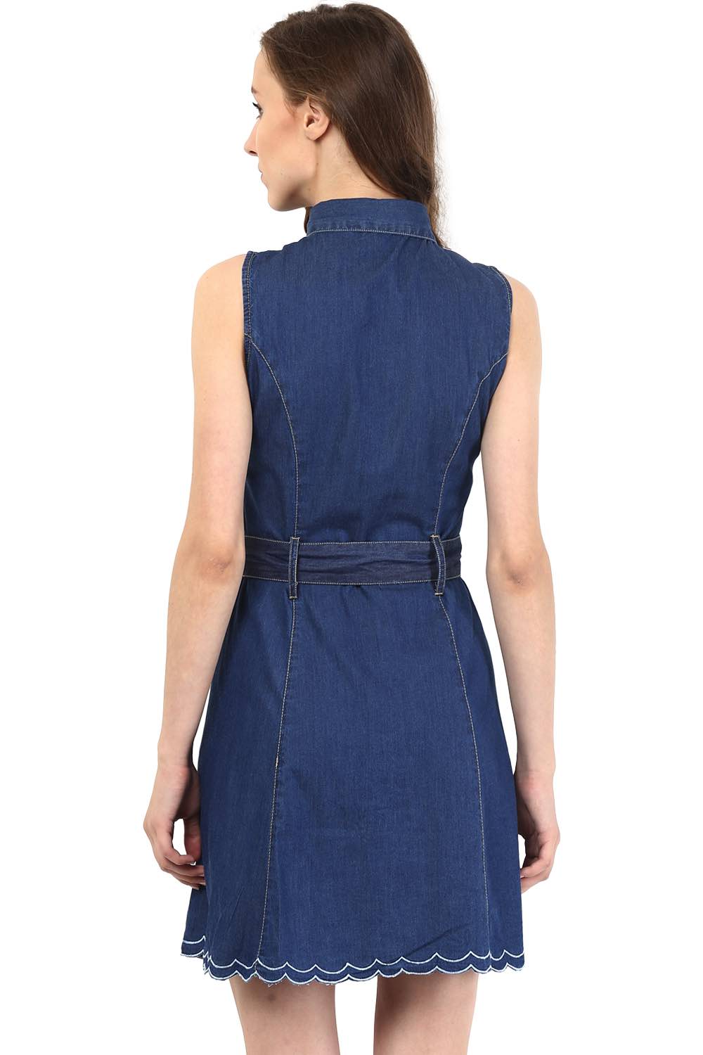 ĐẦM JEAN SUÔNG FORM A CỔ SƠ MI THẮT EO